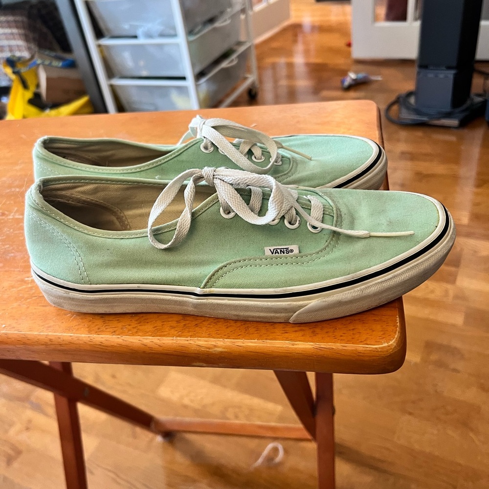 Vans Pastel Green Sneakers with White Accents
